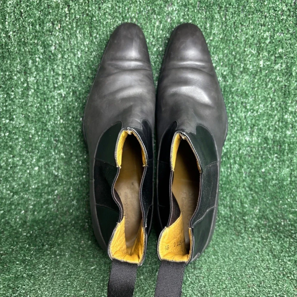 Carlos Santos Chelsea Leather Ankle Elastic Gusset Dress Boot Black Mens Sz 10.5